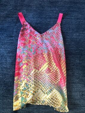 Ramy Brook Multicolor Snake-Print Silk Cami – Pink, Yellow, Teal